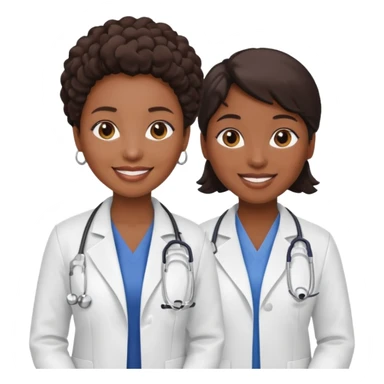 black female doctor and white technician sticker