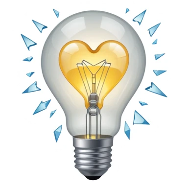 A light bulb broken in half is like a broken heart sticker