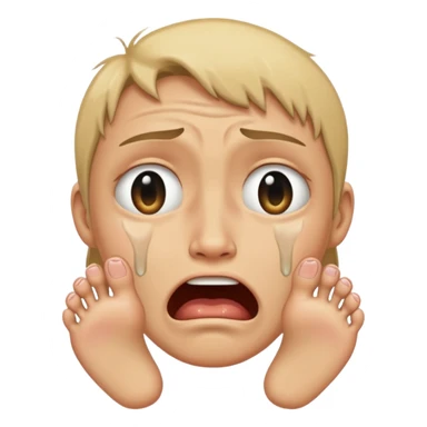 crying face with feet in the background sticker