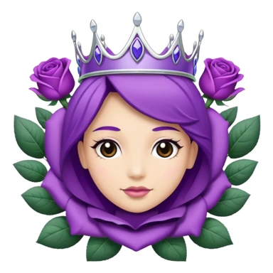 Purple rose with silver tiara and a purple emblem leaf wreath sticker