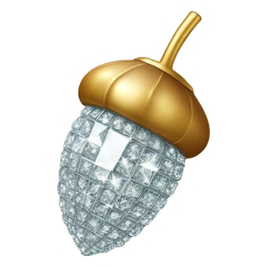 sparkling diamond Acorn, gold stem sticker