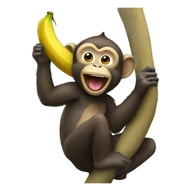 Monkey eating a banana on tree sticker