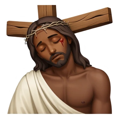 Dark skin Jesus with injured sleep on the cross sticker