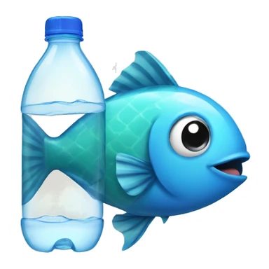 Fish with plastic water bottle in tummy sticker