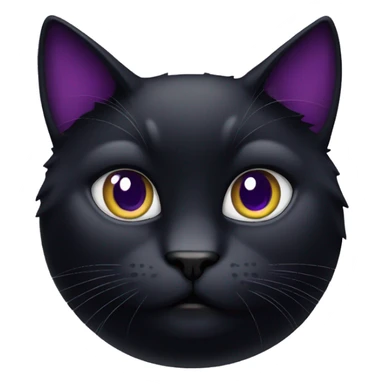 fat black cat with a PURPLE COLLAR sticker