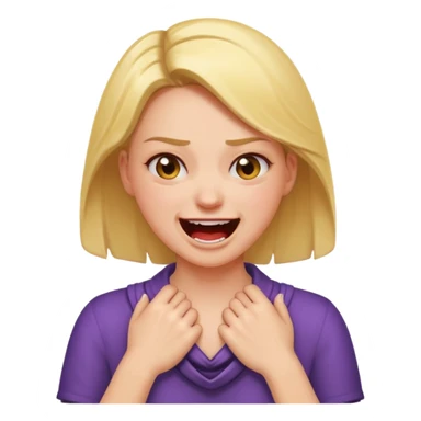 girl holding hands in neck angry and laughing sticker