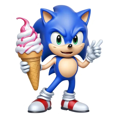 Sonic the Hedgehog eating ice cream sticker