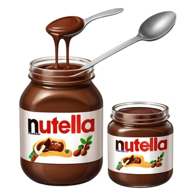 Nutella with a spoon. The glas of Nutella is almost empty  sticker