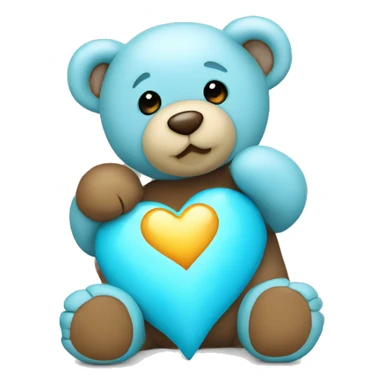teddy bear with light blue love heart  sticker
