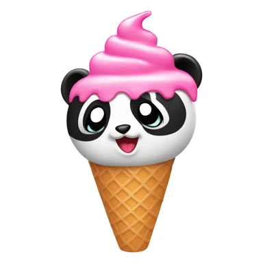 A pink Panda eating ice cream sticker