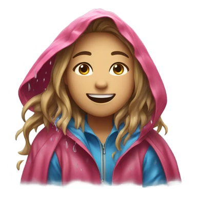 A girl getting wet in rain sticker