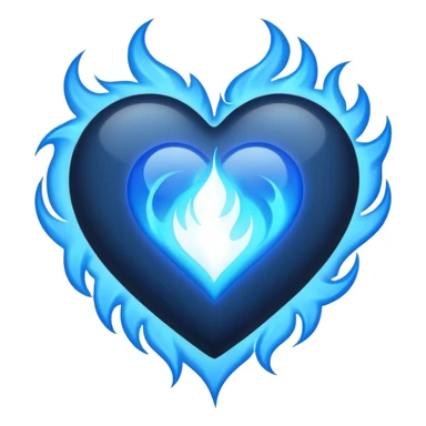 black heart with blue flames surrounding the perimiter  sticker