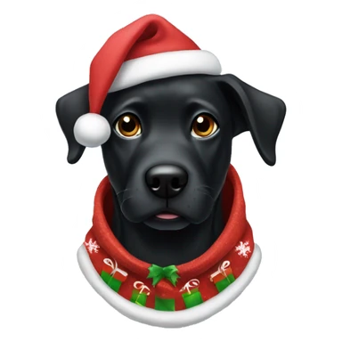 black dog wearing a christmas hoodie sticker
