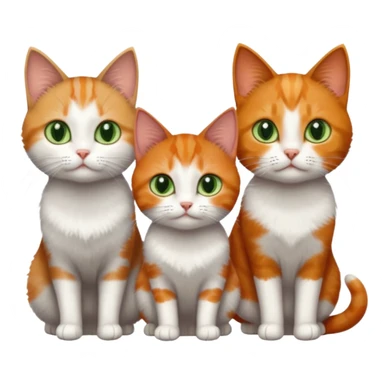 3 tiny different coloured short haired cats including a dark grey and white cat with green eyes,and  a ginger and white with orange eyes and a brown tabby and white with hazel eyes sticker