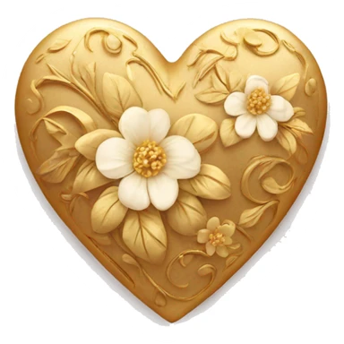 Golden heart with a floral pattern on it  sticker