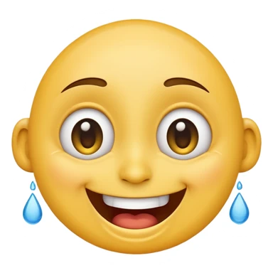 Emoji, laughing face with tears of joy exactly from eyes, wide smile, big eyes sticker