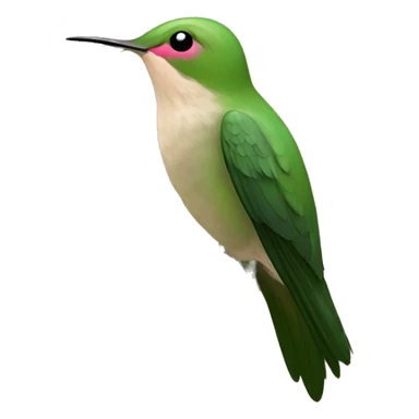 green hermit humingbird with pink flower sticker