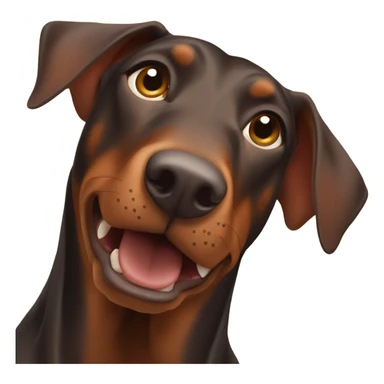Brown Doberman without cropped ears looking forward and happy  sticker