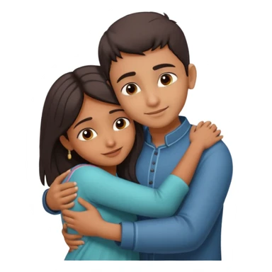 indian boy hugging indian girl from behind... boys hand down near navel of girl... boys head on the shoulder of girl... hugging tight.. more romantic sticker