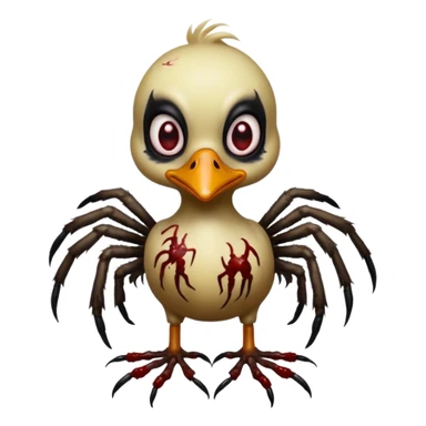 Zombie duckling with spider legs horror bloody eyes sticker