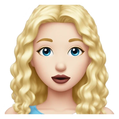 Blonde blue eyes girl sending you a kiss pink gloss kiss sticker