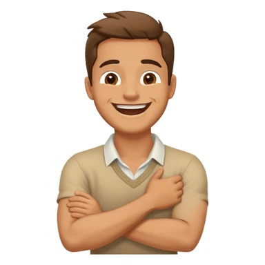 Arms crossed holding neck and laughing man  sticker