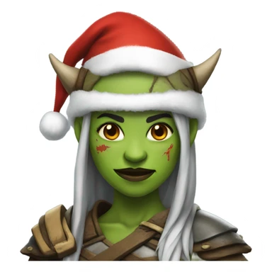 orc female warrior with santa hat sticker
