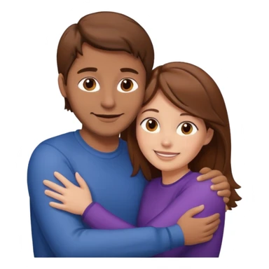 couple hug with warm smiles woman brown man fair skinned brown hair sticker