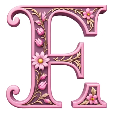 Pink, romantic, flowery, the letter “F” sticker
