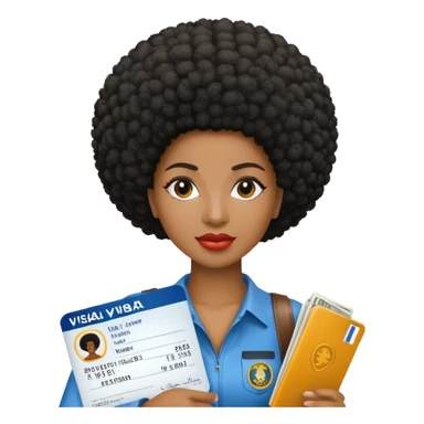 Nigeria, travel visa, with black woman, afro hair, photo on it. sticker