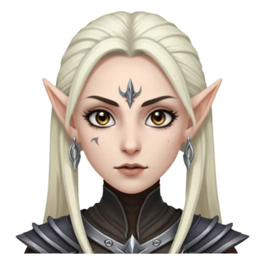 ESO female dark elf warrior with lashes and earrings sticker