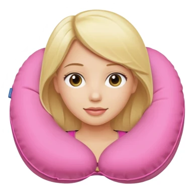 blonde woman using pink travel pillow  sticker