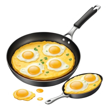 frying pan cooking an omelet with eggs sticker
