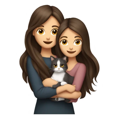 Two long hair brunettes keeping two cats in their hands sticker