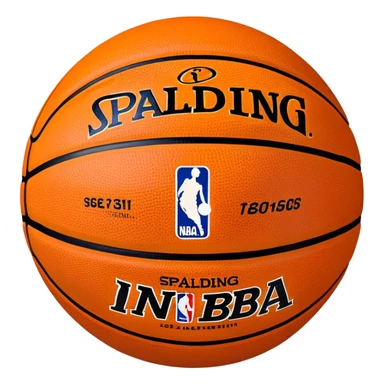 Minimalist basketball with Spalding and NBA logos, orange with black lines sticker