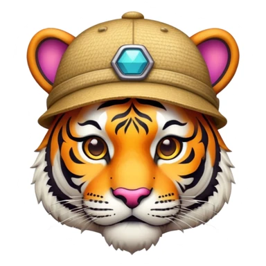 tiger face wearing stylish hat for Twitch emote sticker