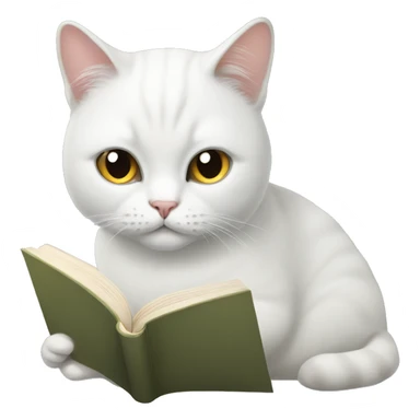 White British cat reading a book  sticker