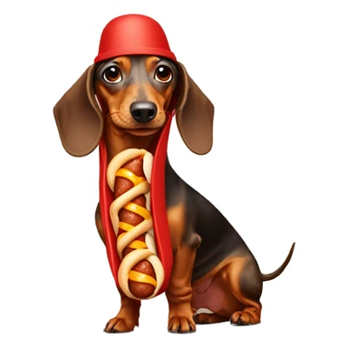 Dachshund wearing a hotdog costume  sticker