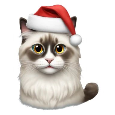 Ragdoll cat wearing a santa hat  sticker