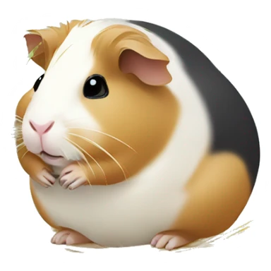 Guineapig eating  a strand of long grass hay  sticker