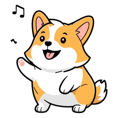 Corgi singing the national anthem sticker