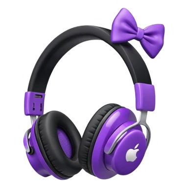 apple air max headphoness with bow on the right side black and purple  sticker