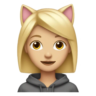 Blonde Girl with cat ear hat on sticker