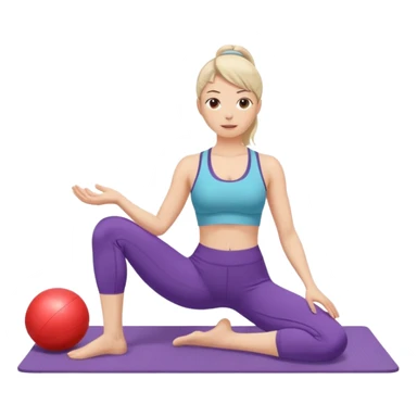 generate a pretty woman doing pilates on a mat with a small ball sticker