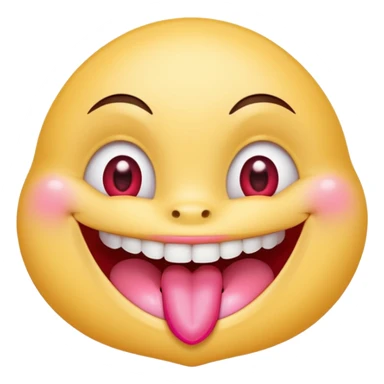 "Perfect smiling face with heart-eyes emoji 😍, classic yellow skin tone, bright open U-shaped smile showing white teeth and pink tongue tip, two large glossy red cartoon heart-shaped eyes with sparkling highlights  sticker