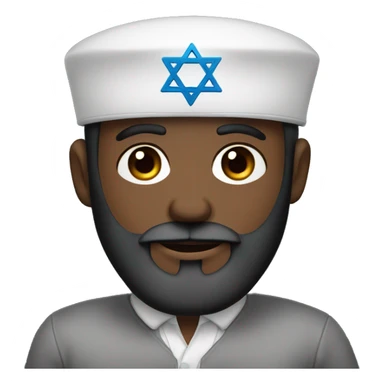 A Black Jew in a white kippah with star of David with a beard cap blue eyes sticker