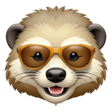 friendly anthropomorphised honey badger head and neck only, wearing sunglasses, different expression sticker