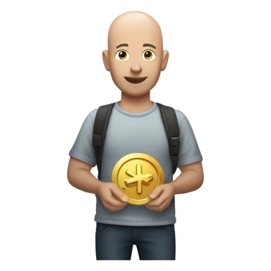  Bald guy holding XRP coin logo sticker