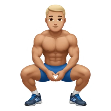 A man squatting with his hands on his knees sticker