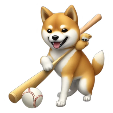 shiba inu hitting zo a baseball bat, sitting sticker